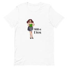 Load image into Gallery viewer, Plus size woman on white shirt and a phrase "Still a Diva"